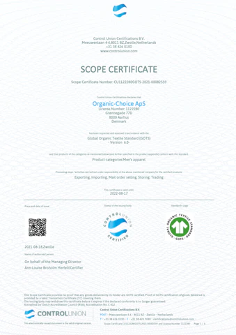 Certificate GOTS Organic Choice