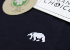 T-shirt in Cotone Organico Blu Navy Dettaglio Orso Polare
