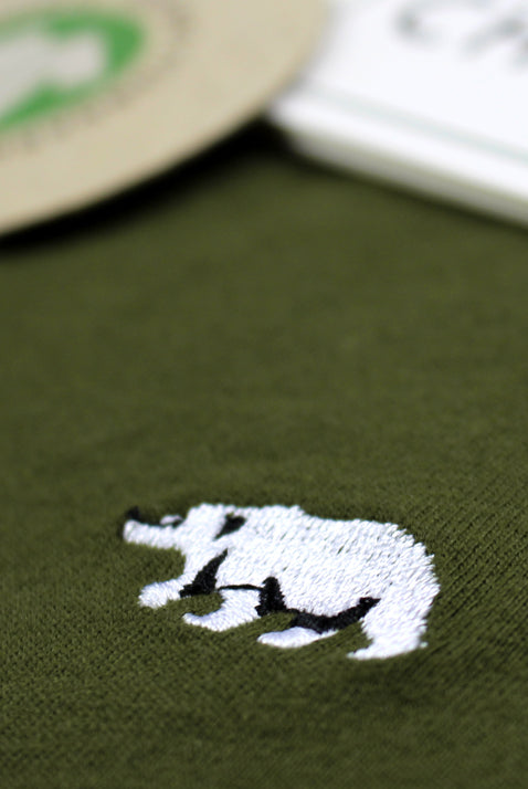 T-shirt in Cotone Organico Verde dettalglio Orso Polare