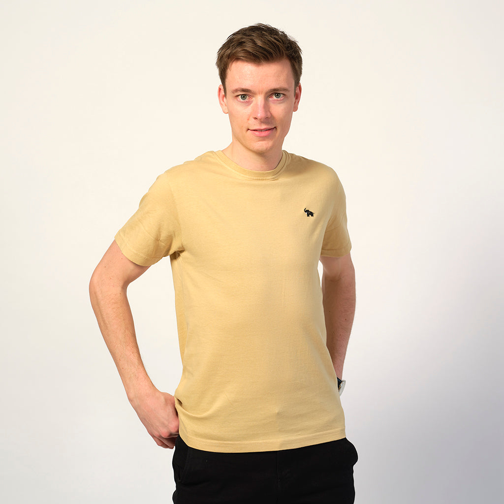 Uomo T-shirt in Cotone Organico Beige - Elefante