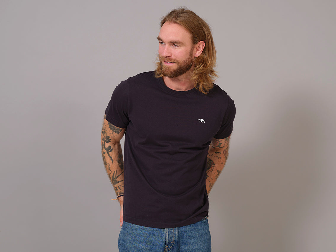 T-shirt in Cotone Organico Blu Navy Uomo Orso Polare