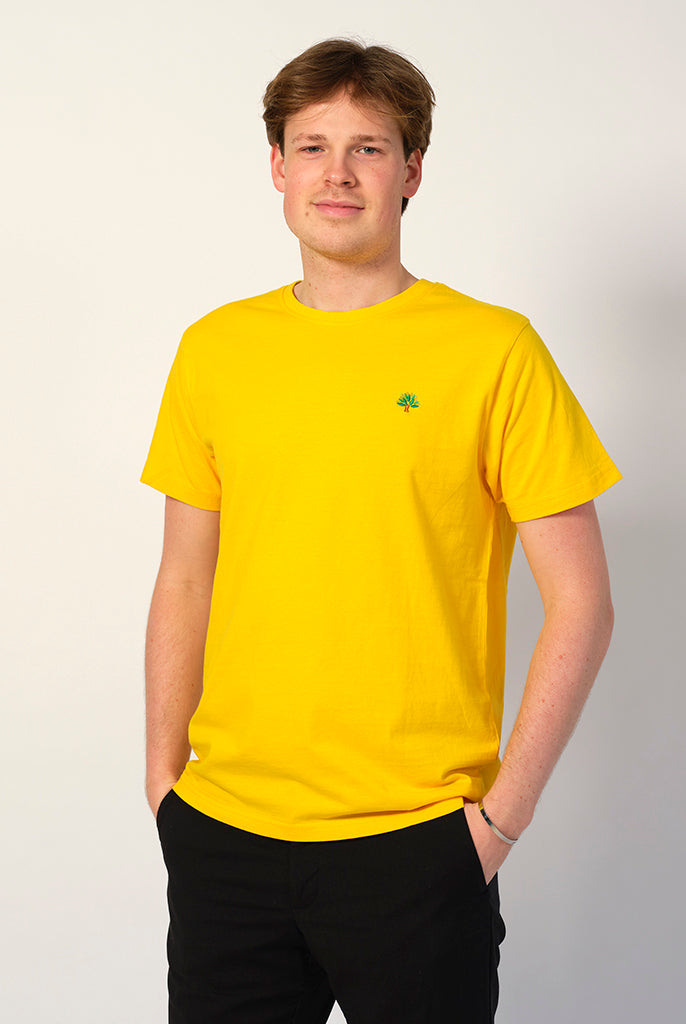 Uomo T-shirt in Cotone Organico Gialla - Albero