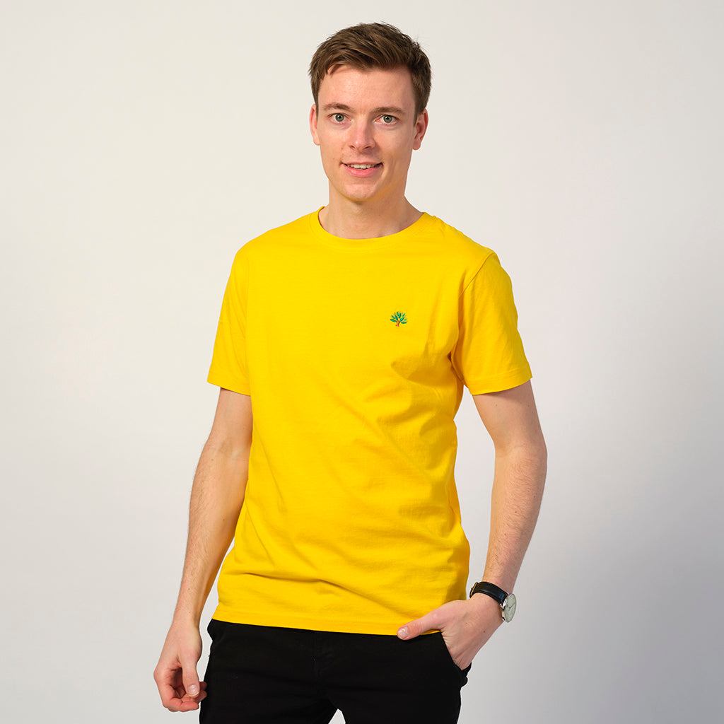 T-shirt Uomo in Cotone Organico Gialla - Albero