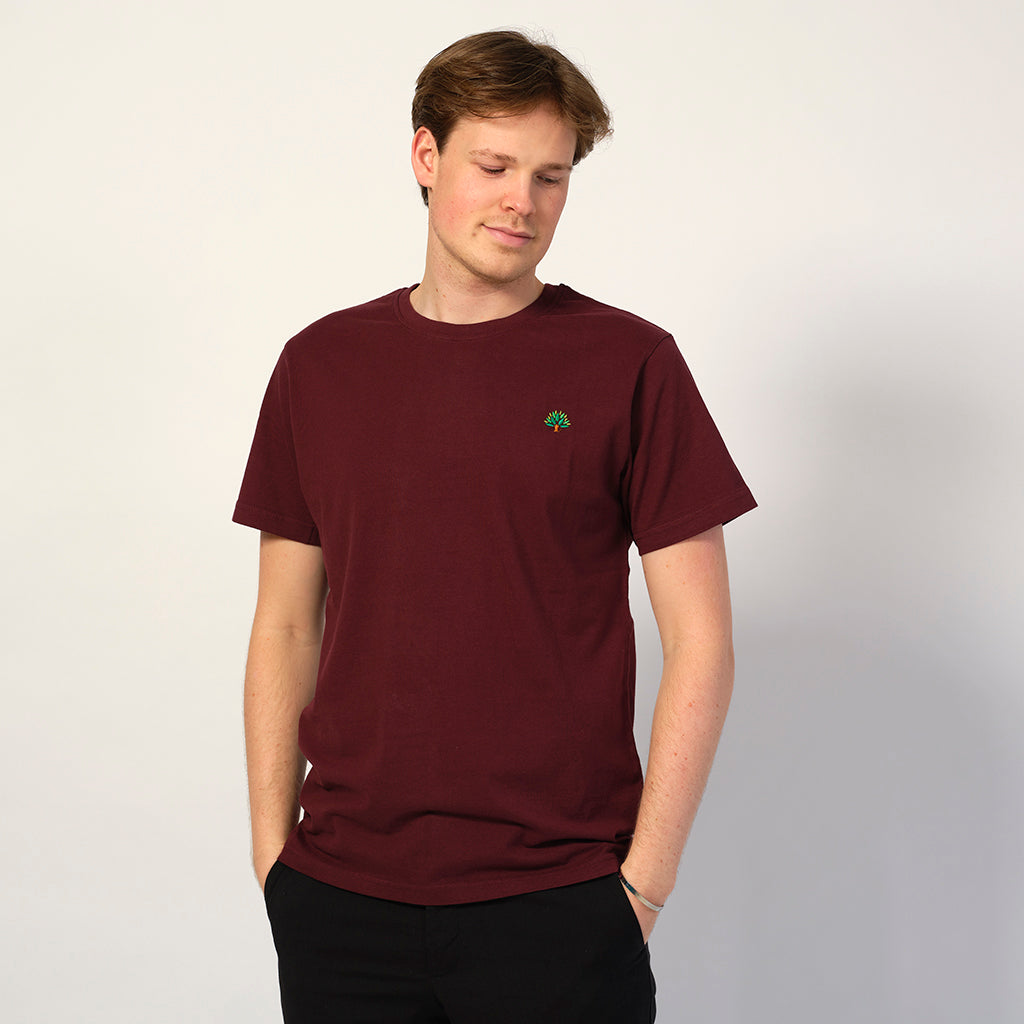 T-shirt in Cotone Organico Bordeaux - Albero Uomo