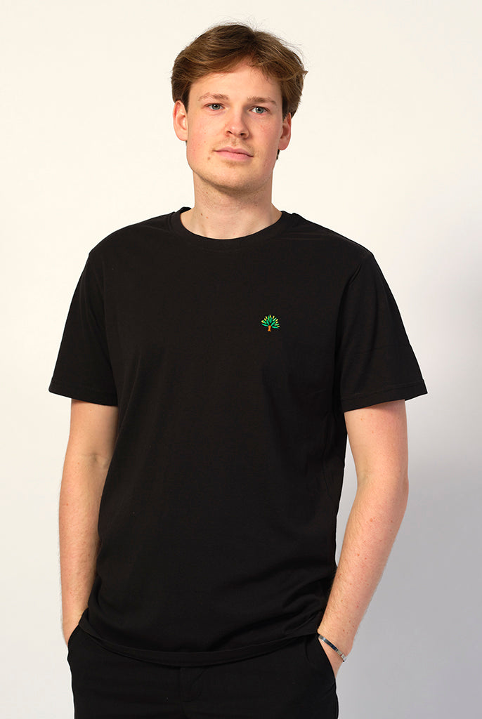 Uomo T-shirt in Cotone Organico Nera - Albero